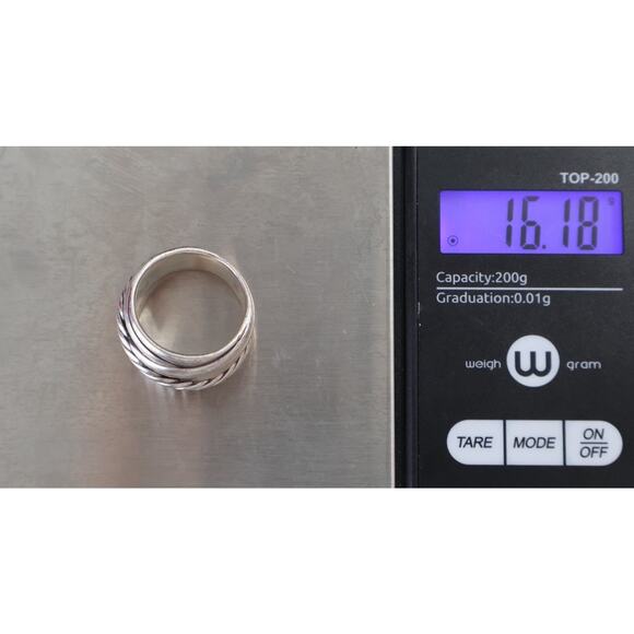 David Yurman Sterling Silver Cross Over Cable Band Ring 16.18G / Sz 7 - Picture 4 of 4